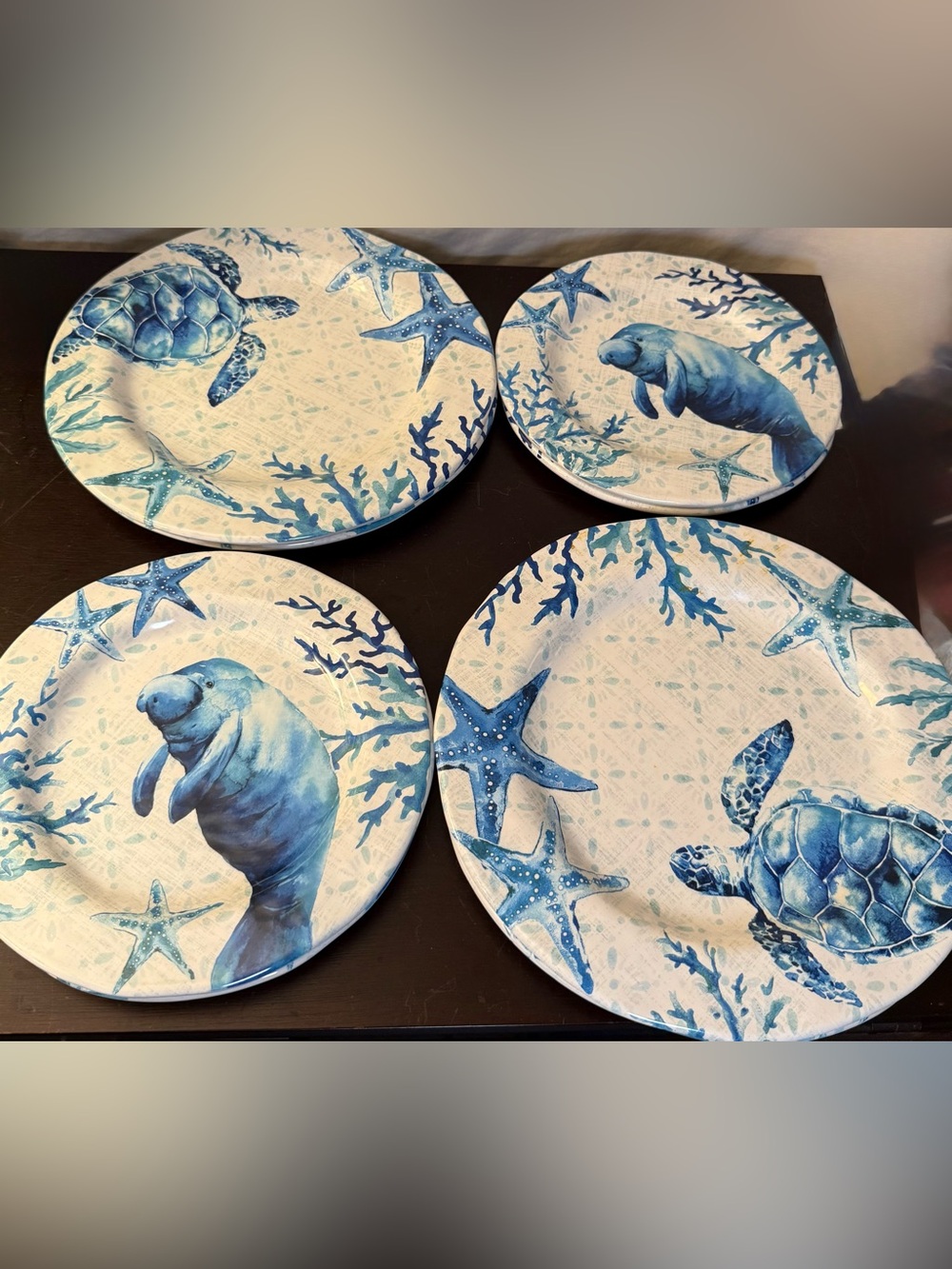 8 Melamine Wind & Water Coastal Collection plates. 4 salad & 4 dinner plates